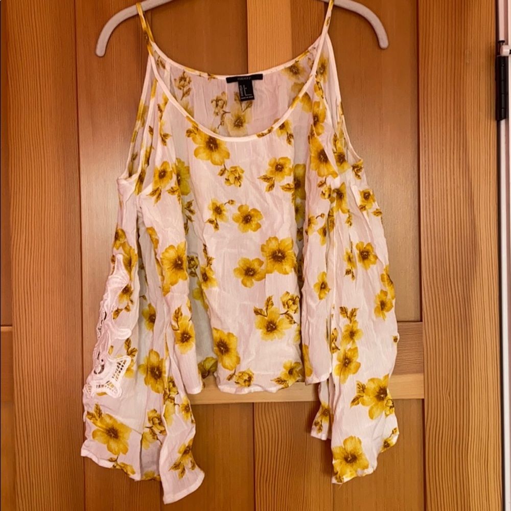 Forever 21 Sunflower Bell Sleeve Top